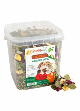 petifool Kräuter Oase 370g - Ergänzungsfutter für Nager - natürliches Nagerfutter für Kaninchen, Meerschweinchen, Hamster, Chinchilla & mehr - ohne künstliche Zusätze - 100% Natur -artgerechtes Futter - 1