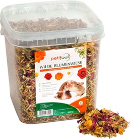 petifool Wilde Blumenwiese 600g - Ergänzungsfutter für Nager - für Kaninchen, Meerschweinchen, Hamster, Chinchilla & mehr - ohne künstliche Zusätze - 100% Natur - artgerechtes Futter - 1